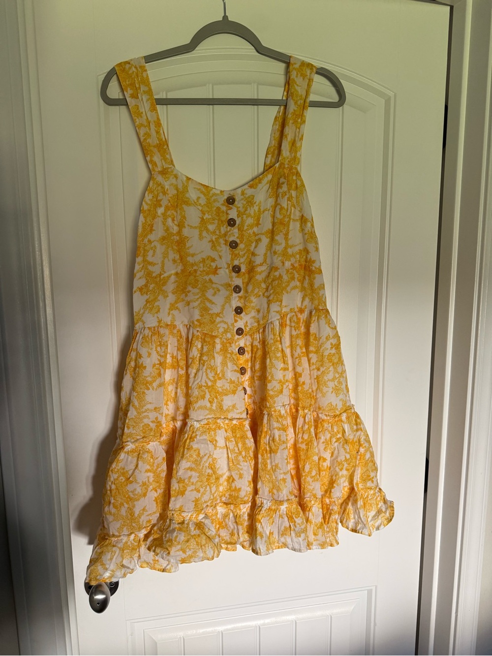Free People Yellow Floral Button-Front Sundress